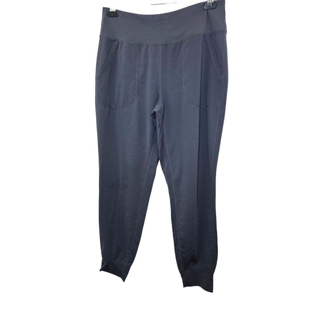 90 Degree by Reflex Women's XL Gray High-Waisted Ribbed‎ Relax Athletic Joggers